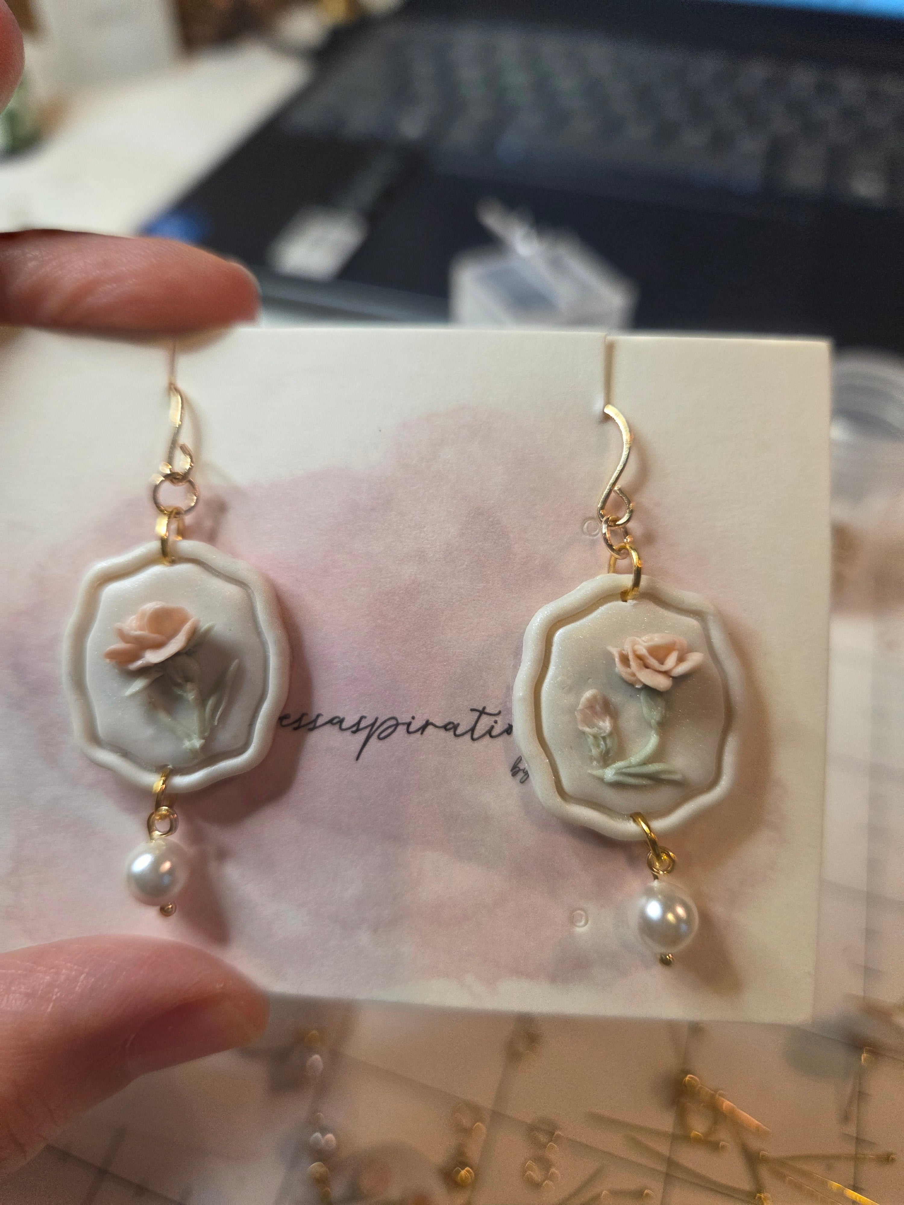 Carnation dangle antique