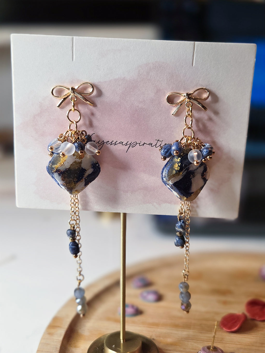 Midnight Ribbon Drop Earrings