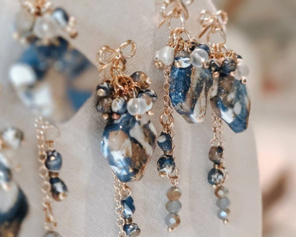 Midnight Ribbon Drop Earrings