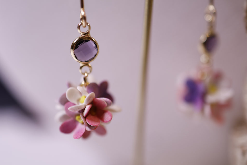 Purple spring with crystal