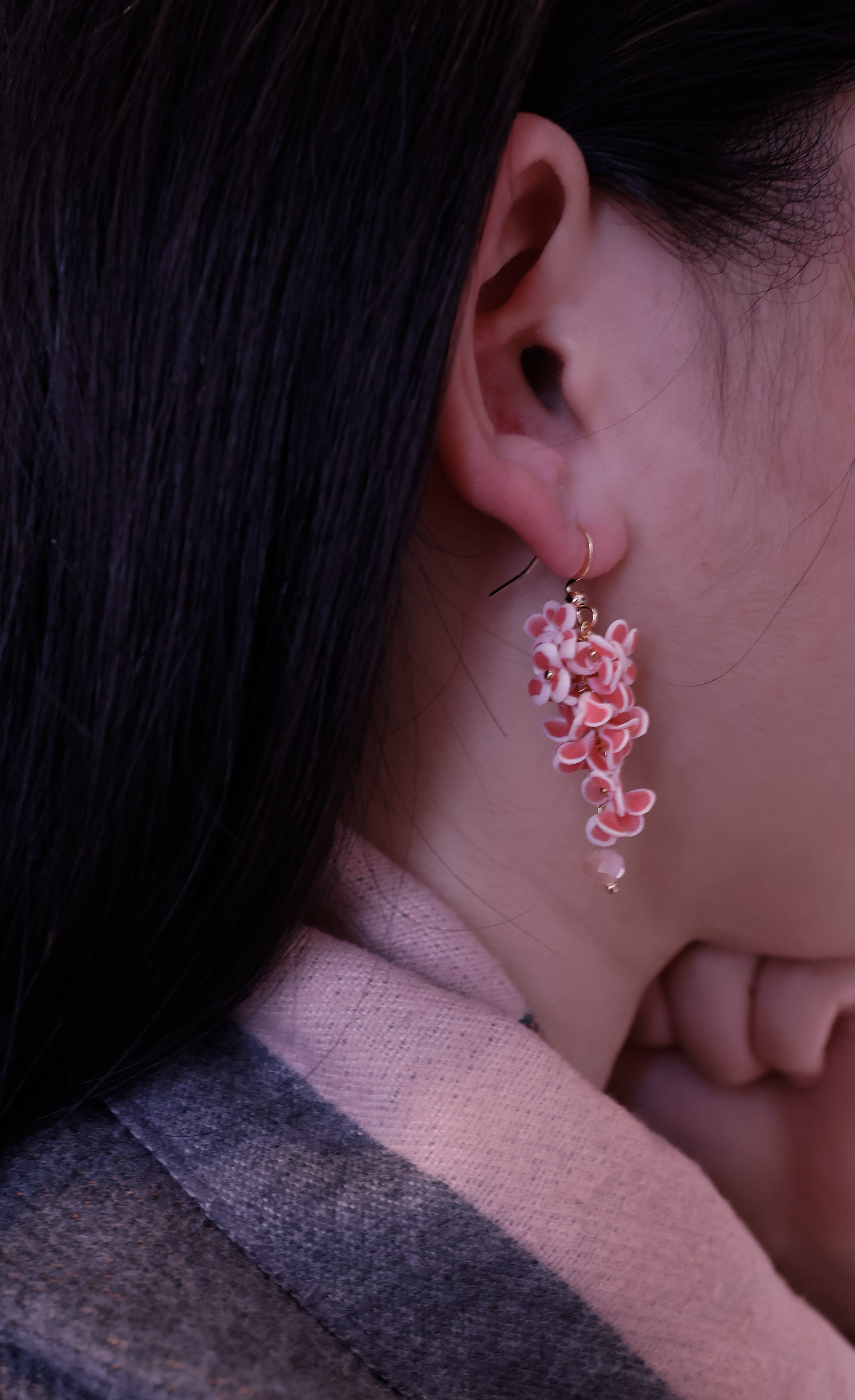 Hayes's  Peach floral statement drops